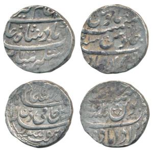 Hafiz Rahmat Khan, Silver Rupee (2), Muradabad Mint, in the name of Alamgir II, AH 1168 & 