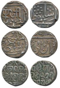 Silver Rupee (3), Daulat Rao, in the name of Muhammad Akbar II, RY 34; Ajit Singh, Bajrang
