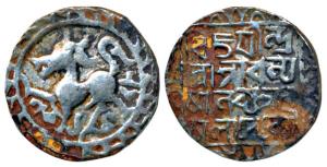 Dhanya Manikya (SEc 1412-1442, c. 1490-1526 AD), Silver Tanka (Rupee), 10.24g, SE 1428, li