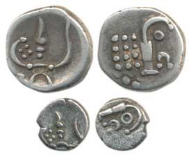 Negapatnam, Silver Fanam (2), degenerated figure of Kali on obv., rev. OC above lazy J, no