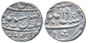 Murshidabad Mint, Silver Rupee, 11.61g, in the name of Shah Alam II, partly machine struck