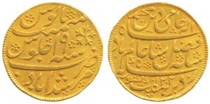 Murshidabad Mint, Gold Mohur, 12.26g, in the name of Shah Alam II, AH 1202/19, dot in the 