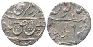 Mumbai Mint (off flan), Silver ½ Rupee, 5.72g, in the name of Farrukhsiyar, AH 11xx/6 (unl