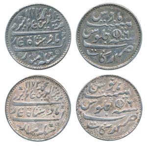 Arkat Mint, Silver Rupee (2), in the name of Alamgir II, AH 1172/6, close lotus as mint ma