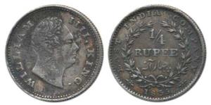 William IV, Silver ¼ Rupee, 1835, No initials, 20 Berries, no dot after date. Very Fine+, 