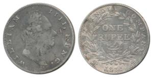 William IV, Silver Rupee, 1835, No initials, B / II / 20 Berries, inverted Die axis. Very 