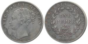 Victoria Queen, Silver Rupee, 1840, continuous legend, Calcutta Mint, English Head with Mo