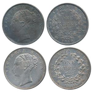 Victoria Queen, Silver Rupee, 1840, continuous legend, Bombay Mint, English Head with Modi