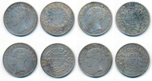 Victoria Queen, Silver Rupee, 1840, continuous legend, Bombay Mint, English Head with Modi