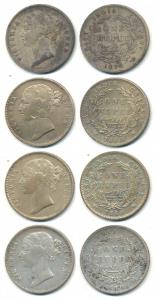 Victoria Queen, Silver Rupee (4), 1840, divided legend. Fine+. (4)