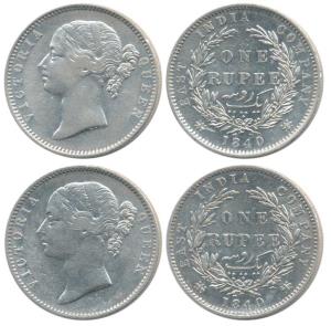 Victoria Queen, Silver Rupee, 1840, divided legend, Madras Mint, W.W.S raised, 28 Berries 