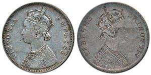 Victoria Empress, Silver Rupee, Error, Brockage, nice deep and complete lakhi impression o