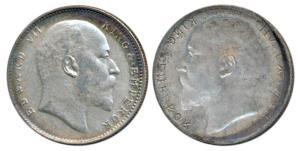 Edward VII, Silver Rupee, Error, Brockage, nice deep and complete lakhi impression on rev.