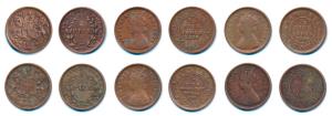 Victoria Queen and Empress, Copper ½ Pice, 1862, 1896; East India Company 1853 (2); Bikane