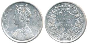 Victoria Queen, Silver Rupee, 1862, Calcutta Mint, B / II, 1 Pineapple. Very Fine.