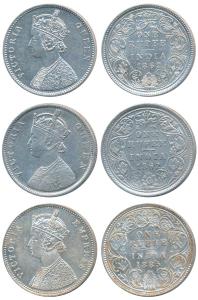 Victoria Queen, Silver Rupee, 1862, Bombay Mint, B / II, rev. crude style, scroll like flo