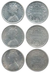 Victoria Queen, Silver Rupee, 1862, Bombay Mint, B / II / 3 / 0; A / II / 0 / 10; C / II /