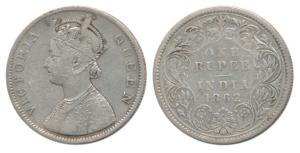 Victoria Queen, Silver Rupee, 1862, B / III. Very Fine, Rare.