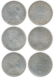 Victoria Queen and Empress, Silver Rupee, 1874, Bombay Mint, A2 / II dot, (Prid 143); 1886