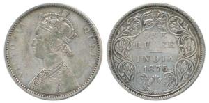 Victoria Queen, Silver Rupee, 1875, Bombay Mint, A2 / II, No mint mark. Very Fine, Rare.