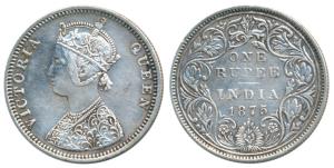Victoria Queen, Silver Rupee, 1875, Bombay Mint, C1 / II / dot, (Prid 144). Very Fine+, Ra