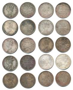 Victoria Empress, Silver Rupee (10), 1877, 1879, 1880, 1887, 1889, 1890, 1892, 1893, 1900 