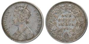 Victoria Empress, Silver Rupee, 1881, Bombay Mint, A3 / IV / dot, (Prid listed as 157). Ve