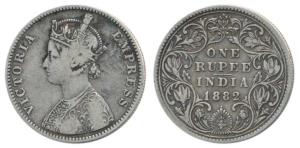 Victoria Empress, Silver Rupee, 1882, Bombay Mint, A3 / IV / dot. Very Fine, Rare.