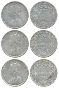 Victoria Empress, Silver Rupee, 1886, Bombay Mint, C2 / I / B incuse (Prid 171). Very Fine