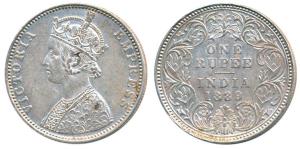 Victoria Empress, Silver Rupee, 1889, Bombay Mint, C2 / I / B raised, (Prid 176). Extremel