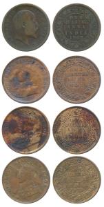 Edward VII and George V, Bronze ¼ Anna, 1909, 1911, 1913 and 1924. Very Fine to Extremely 