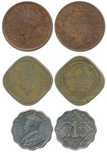 George V, Cupro-Nickel 1 Anna, 1930, Calcutta Mint, (Prid 936); George VI, 2 Annas, 1944, 