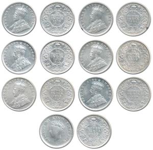 George V, Silver ¼ Rupee, 1918, 1919, 1928, 1929, 1934, 1936; George VI, 1939. About Extre