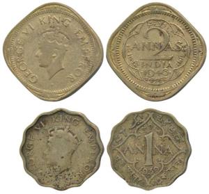 George VI, Cupro-Nickel Anna, 1939, Bombay Mint, 1st head, dot, (Prid 972); 2 Annas, 1946,
