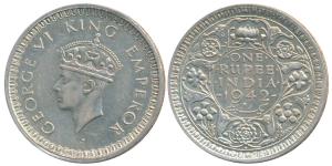 George VI, Half Silver Rupee, 1942, Bombay Mint, B(a) / Ia / square dot over diamond, Unli