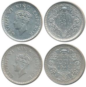 George VI, Half Silver Rupee, 1943, Bombay Mint, A / II, Large Head with Large 3 in date, 