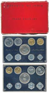 1970 Proof Set, Food For All, 1 Paisa to Rupees 10. Within original packaging, the outer b
