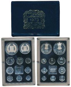 1973 Proof Set, Grow More Food, set of 9, 1 Paisa to Rupees 10. In near immaculate conditi