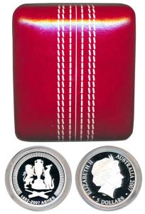 Australia, 125 years of the Ashes series between England and Australia, Silver $5, 2007, r