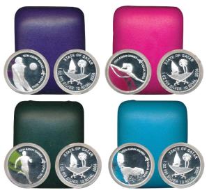 State of Qatar, Doha 15th Asian Games, Silver 1 ounce (4), 31.1g each, 10 Riyal, 2006, coa
