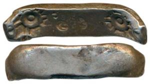 Archaic Punch Marked Coinage, attributed to Gandhara Janapada (c. 600-400 BC), Silver Shat