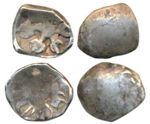 Archaic Punch Marked Coinage, attributed to Gandhara Janapada, Silver Shana, obv. single s