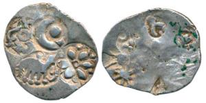 Archaic Punch Marked Coinage, attributed to Chedi Janapada, Silver Karshapana, 3.4 g, Four