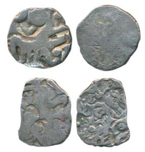 Archaic Punch Marked Coinage, attributed to Kosala Janapada, Silver Karshapana (2), obv. u