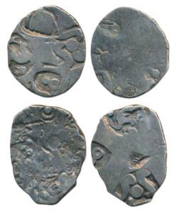 Archaic Punch Marked Coinage, attributed to Kosala Janapada, Silver Karshapana (2), obv. u