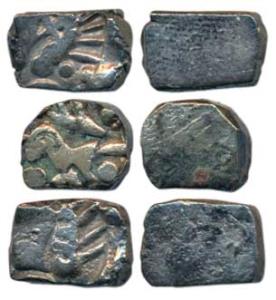 Archaic Punch Marked Coinage, attributed to Sursena Janapada, Silver ½ Karshapana (3), lio