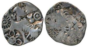 Archaic Punch Marked Coinage, attributed to , Magadha JanapadaSilver Karshapana, 3.20g, fi