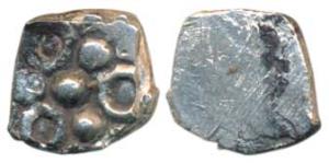 Archaic Punch Marked Coinage, attributed to Panchala Janapada, Silver ½ Karshapana, 1.99g,