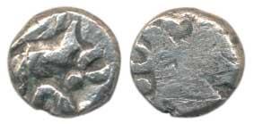 Archaic Punch Marked Coinage, attributed to Shursena Janapada, Silver ½ Karshapana, 1.51g,