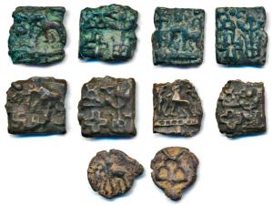 Later Mauryan (c. 200 BC), Uninscribed, Cast Copper Karshapana (5), local issue, elephant 